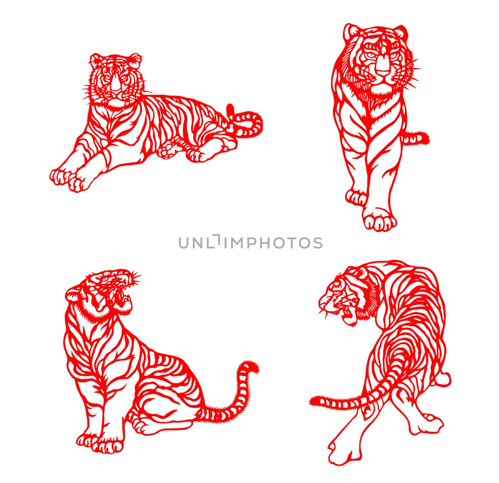 Tiger Paper-cut crafts by wenbin