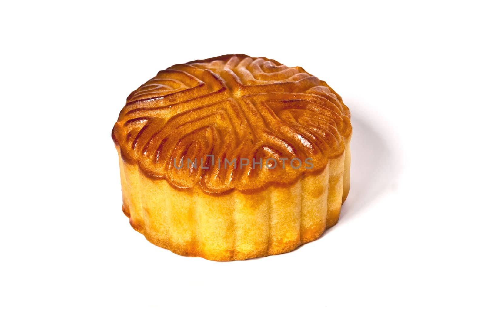 Mooncake isolated over white background.