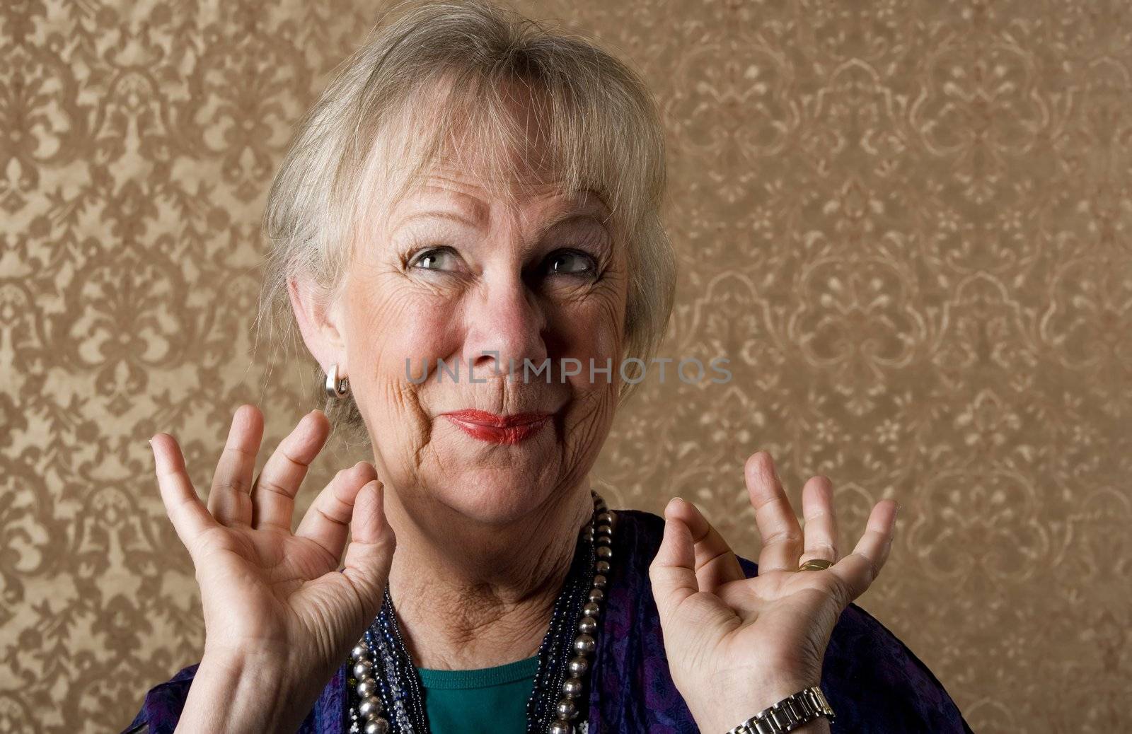 Closeup Portrait of an Eccentric Senior Lady