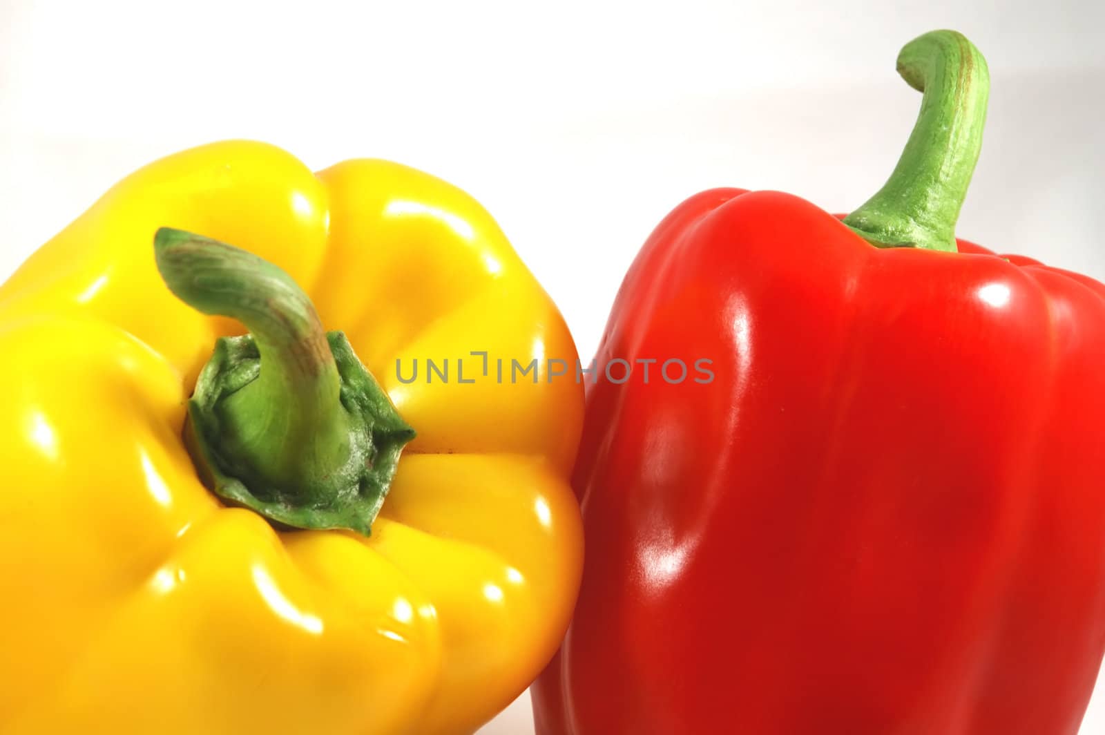 The close up picture of isolated papricas over white