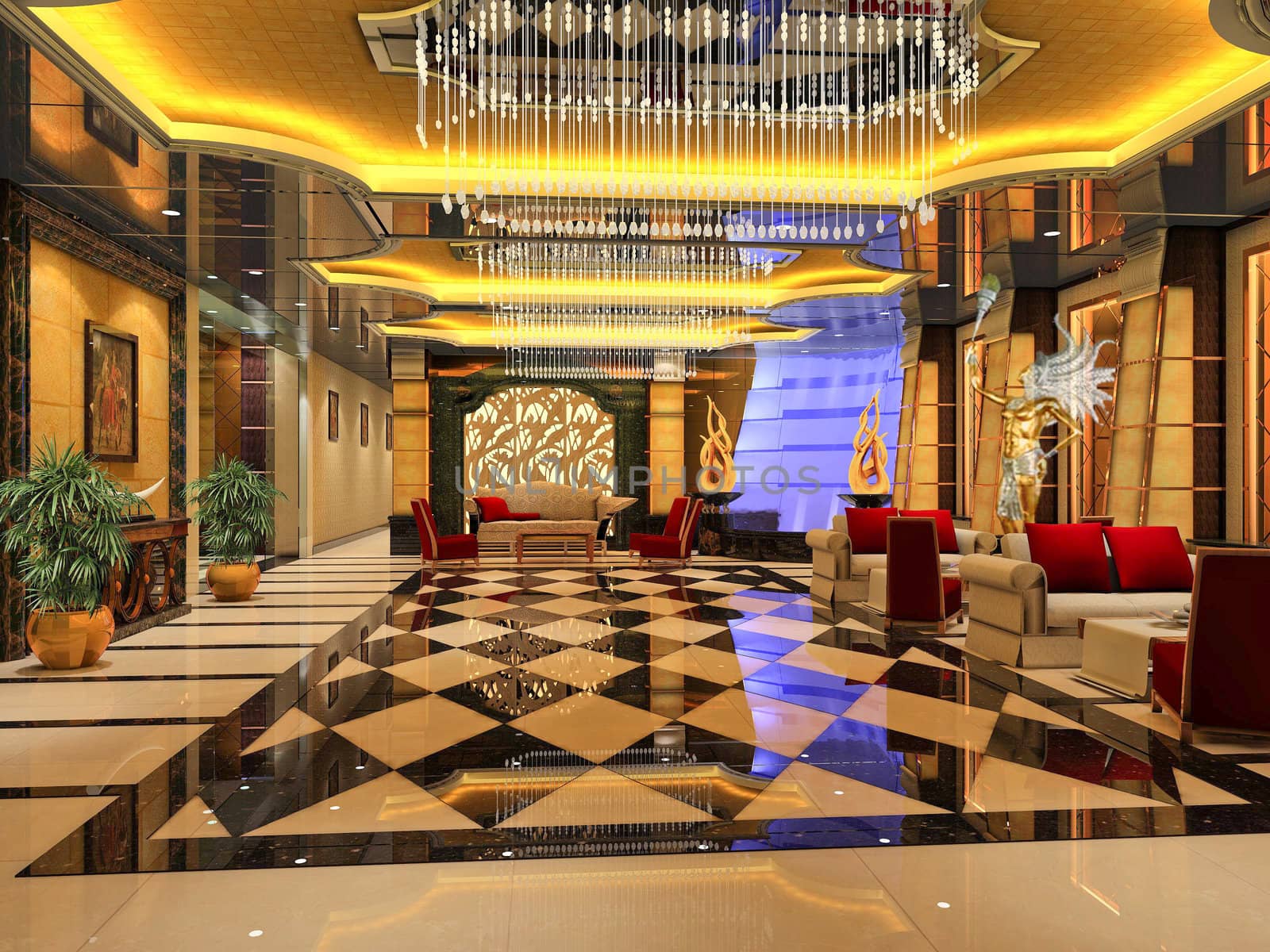 Hotel lobby design renderings