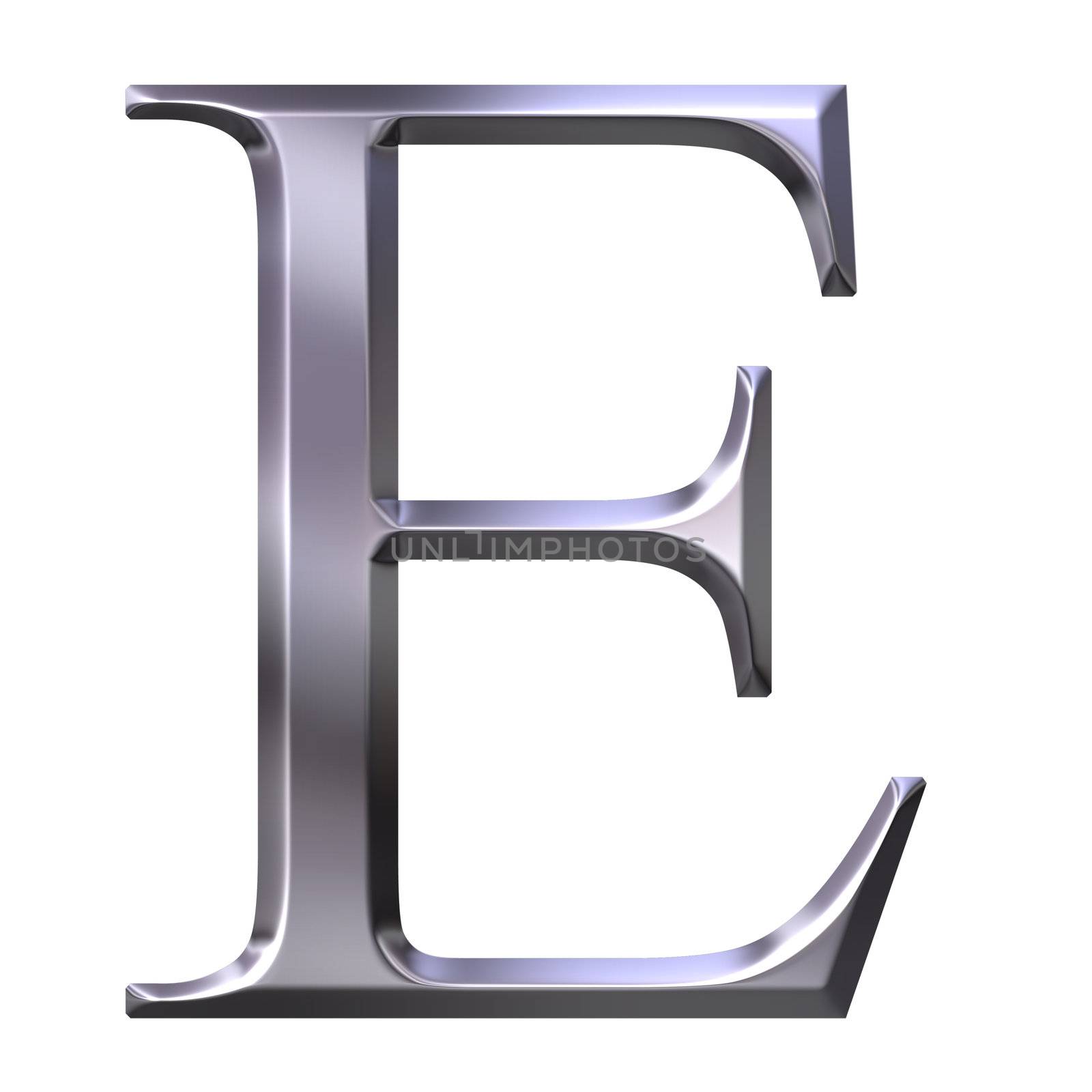 3D Silver Greek Letter Epsilon by Georgios