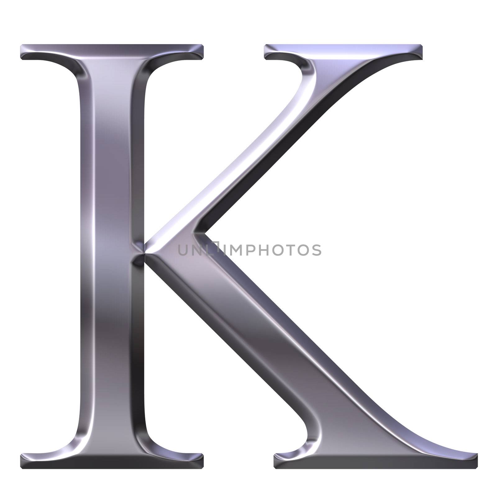 3D Silver Greek Letter Kappa by Georgios