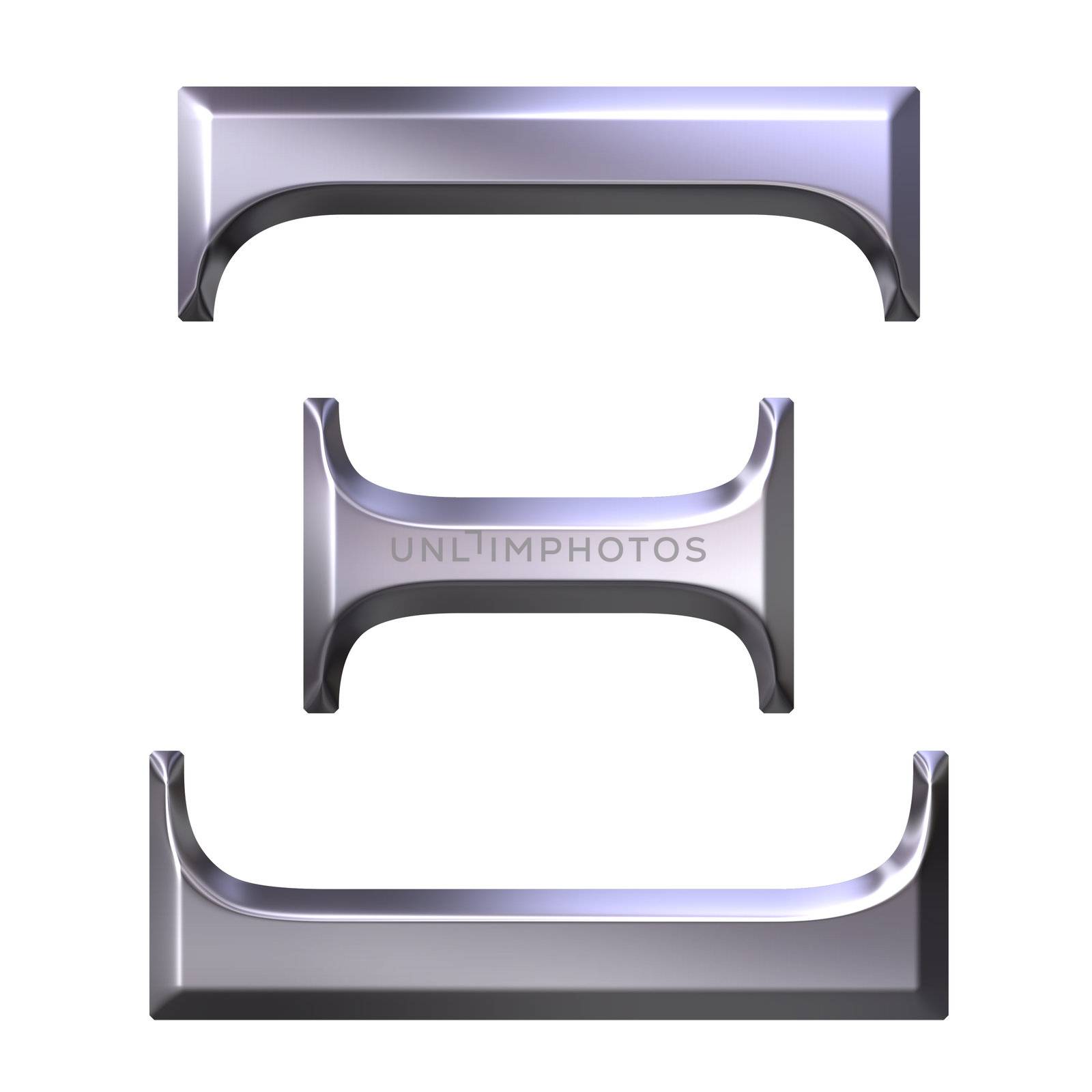 3D Silver Greek Letter Xi by Georgios