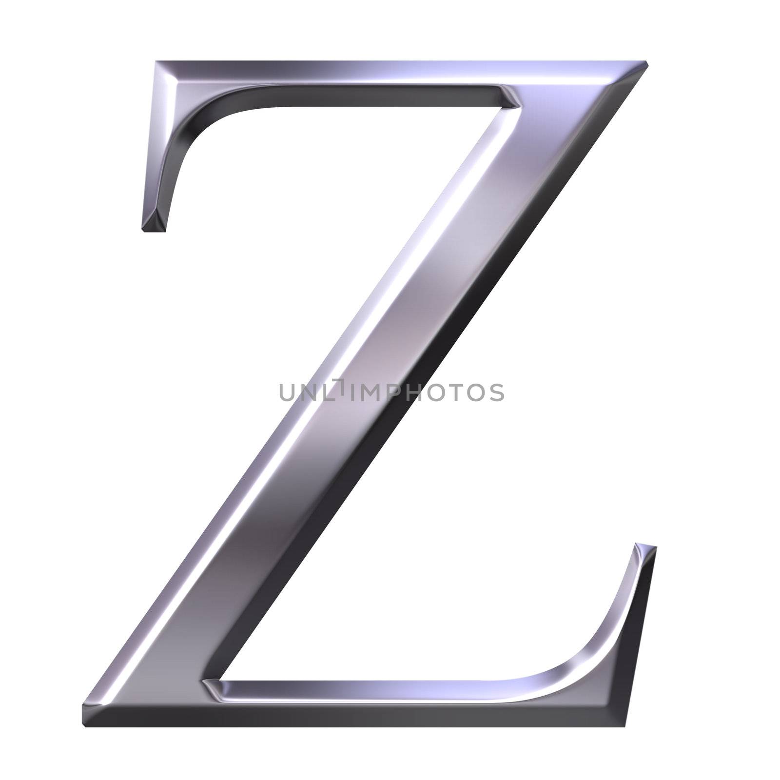 3d silver Greek letter Zeta isolated in white