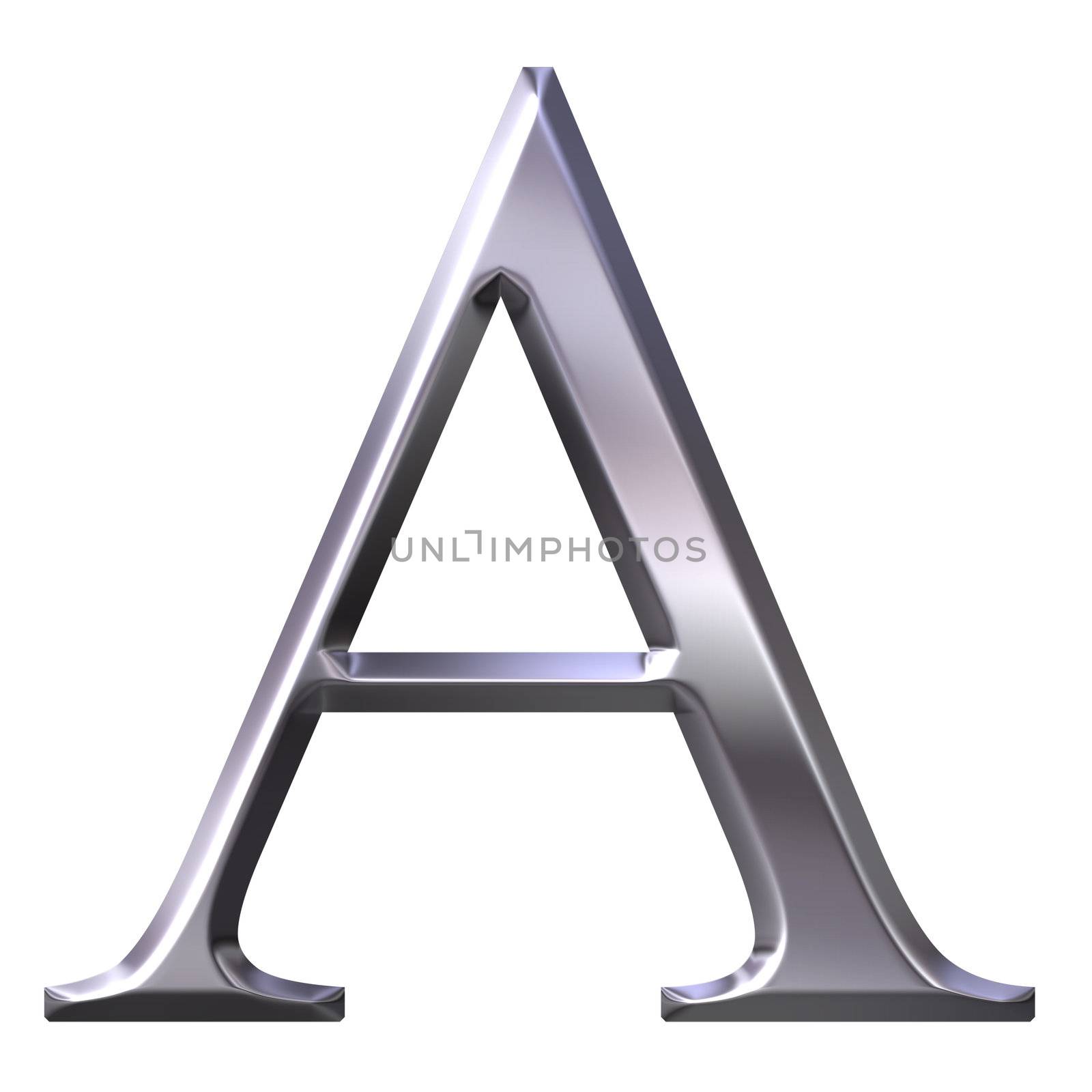 3D Silver Greek Letter Alpha by Georgios