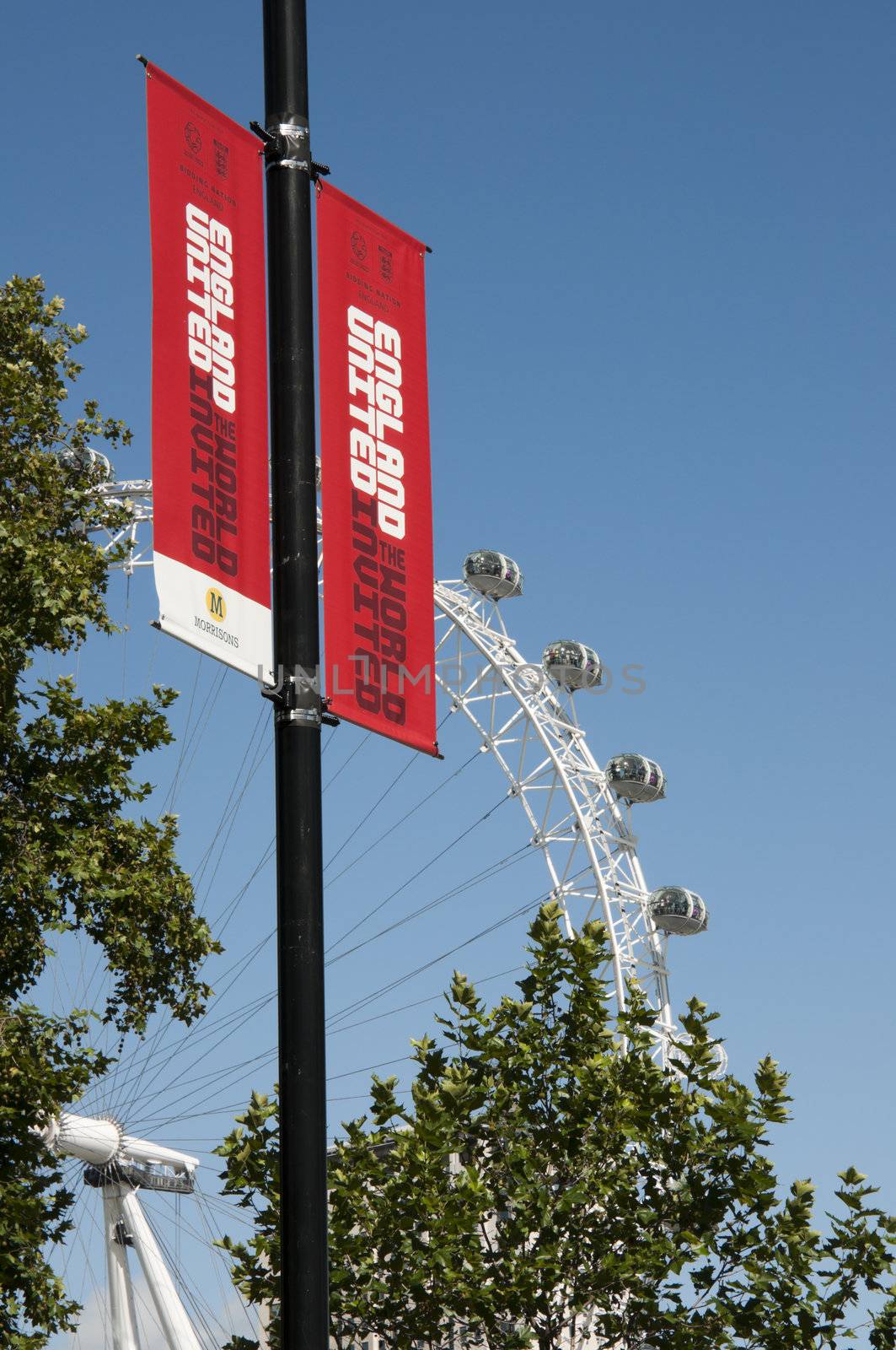 LONDON - August 24: Banners in London to promote England's bid to host FIFA's 2018 world cup. August 24, 2010 in London, England.