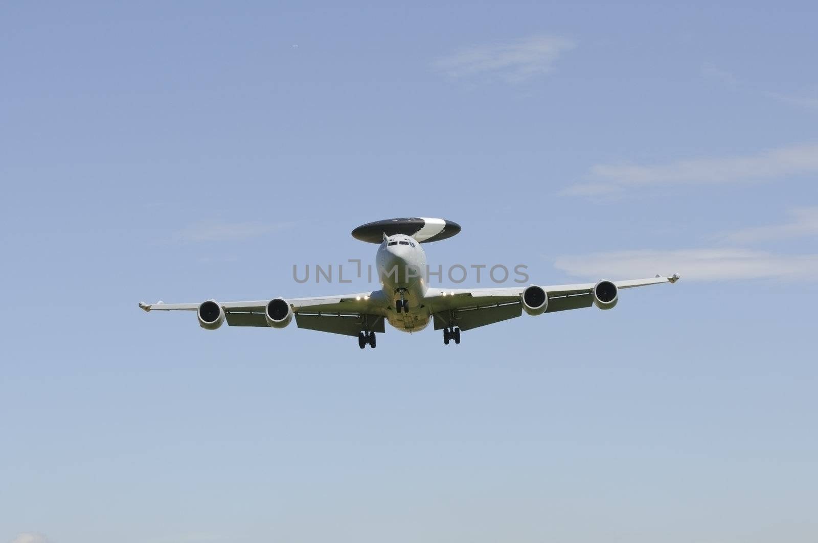 RAF WADDINGTON 19 JULY UK: Royal Air Force Boeing E3-D Sentry AEW.1 AWACS landing at RAF Waddington UK 19 JULY 2010