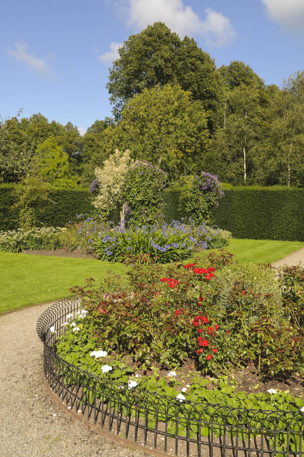 Formal gardens at Erddig Hall in Wrexham Wales UK
