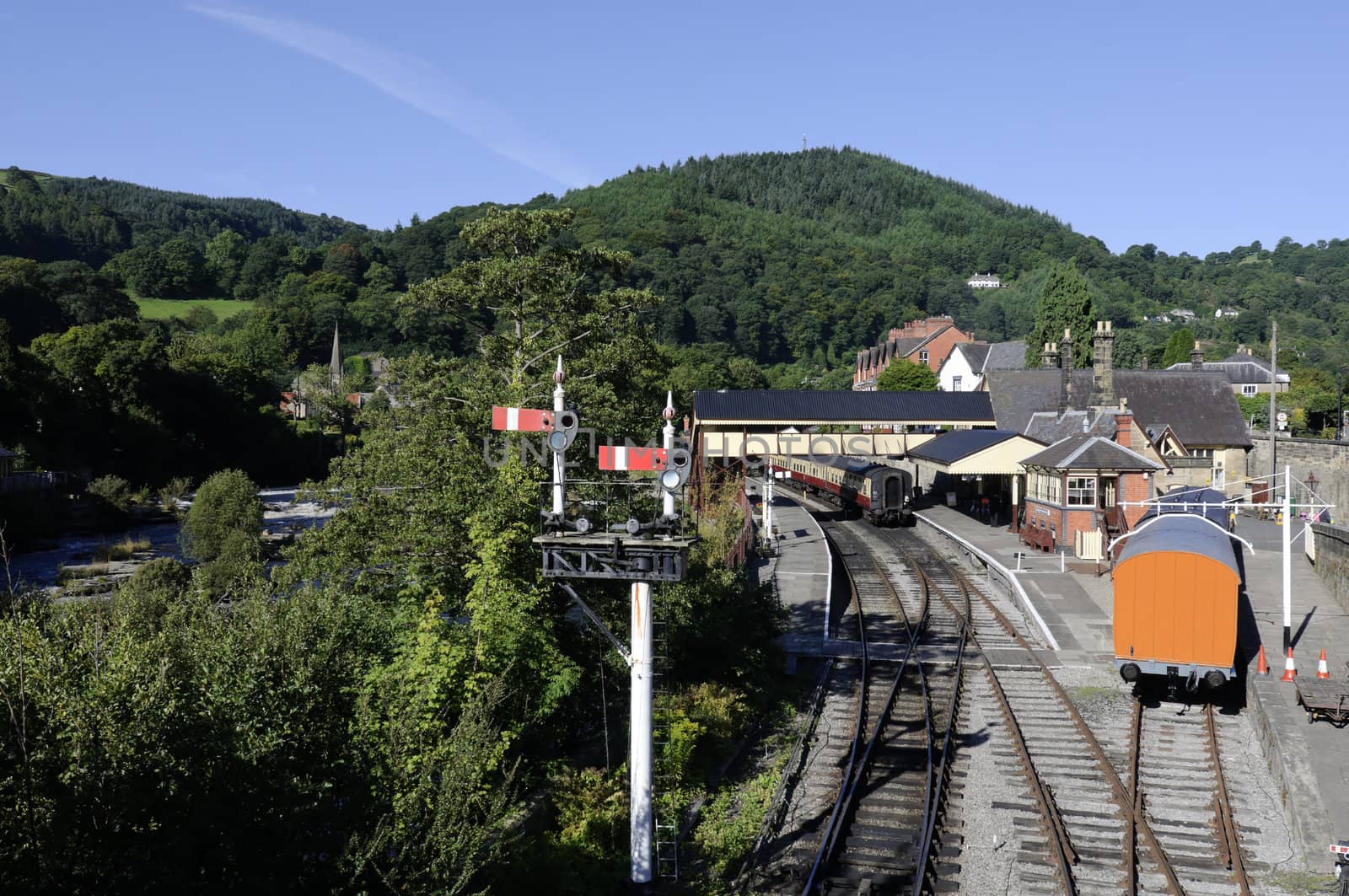 View of Llangollen in Denbighshire Wales UK