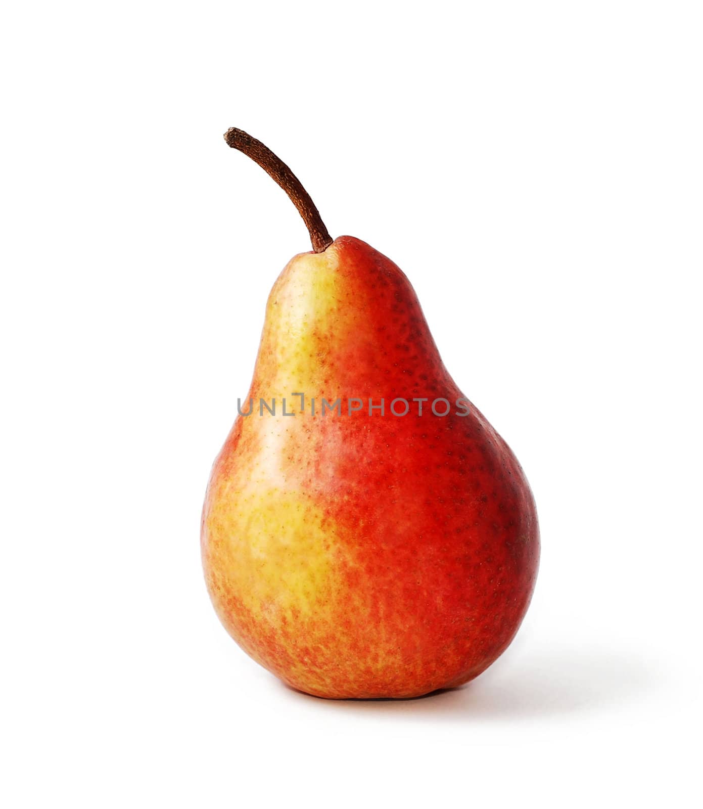 red pear on a white background