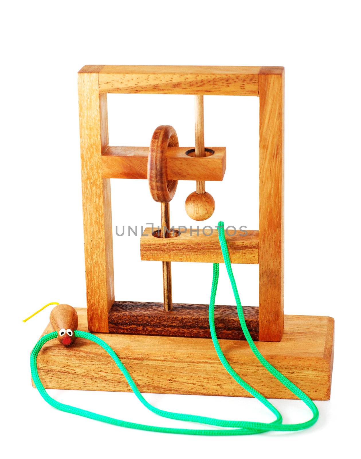 isolated wood puzzle for trening organization and creativity