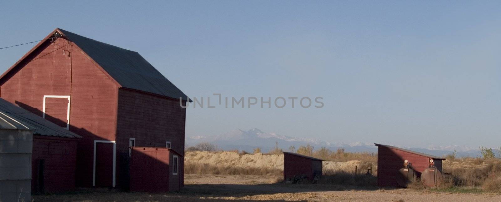 Barn with Distant Mountain by CalamityJohn