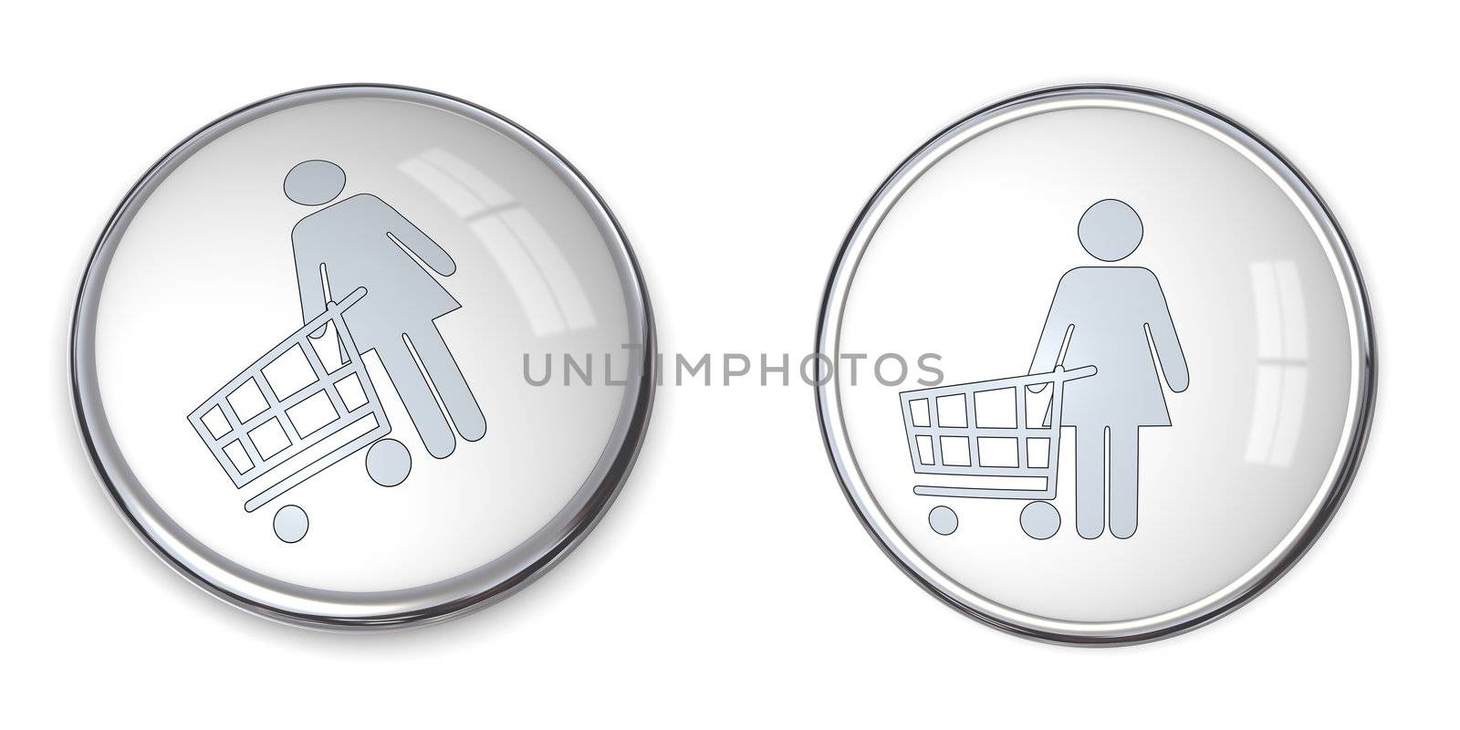 3D Button Woman Shopping by PixBox