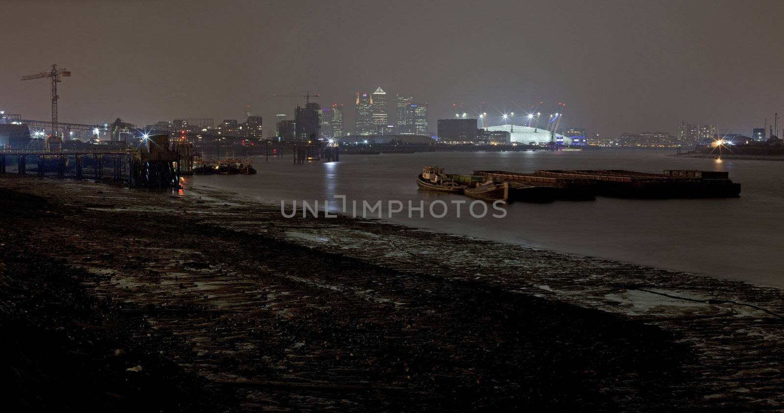 Docklands at Night Panoramic by chrisdorney