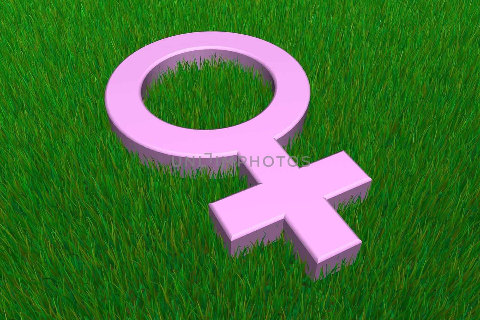 Pink Female Symbol on Grass by PixBox