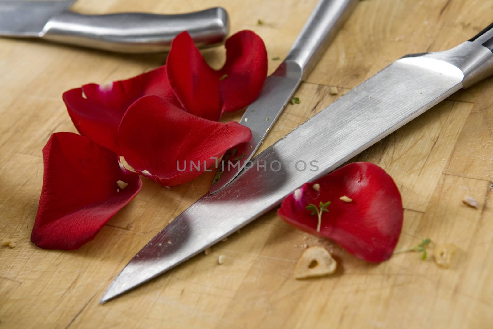 Petal rose and knife