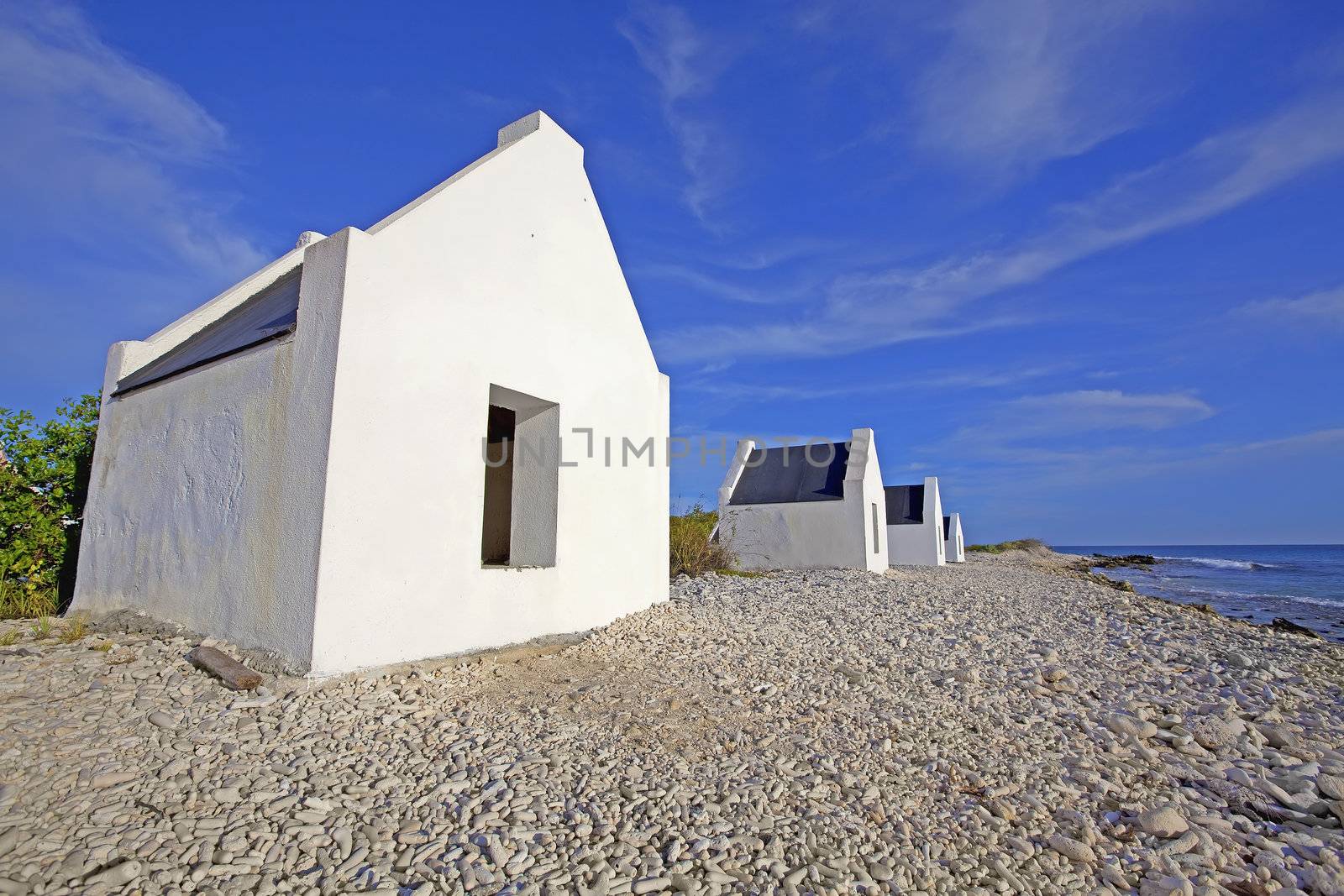 Historical white slave huts on Bonaire, Caribbean