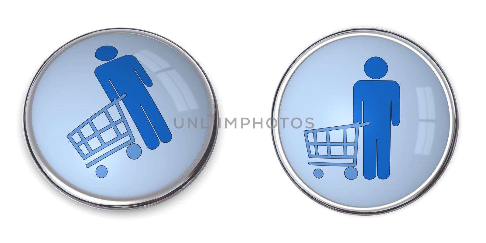 3D Button Man Shopping by PixBox