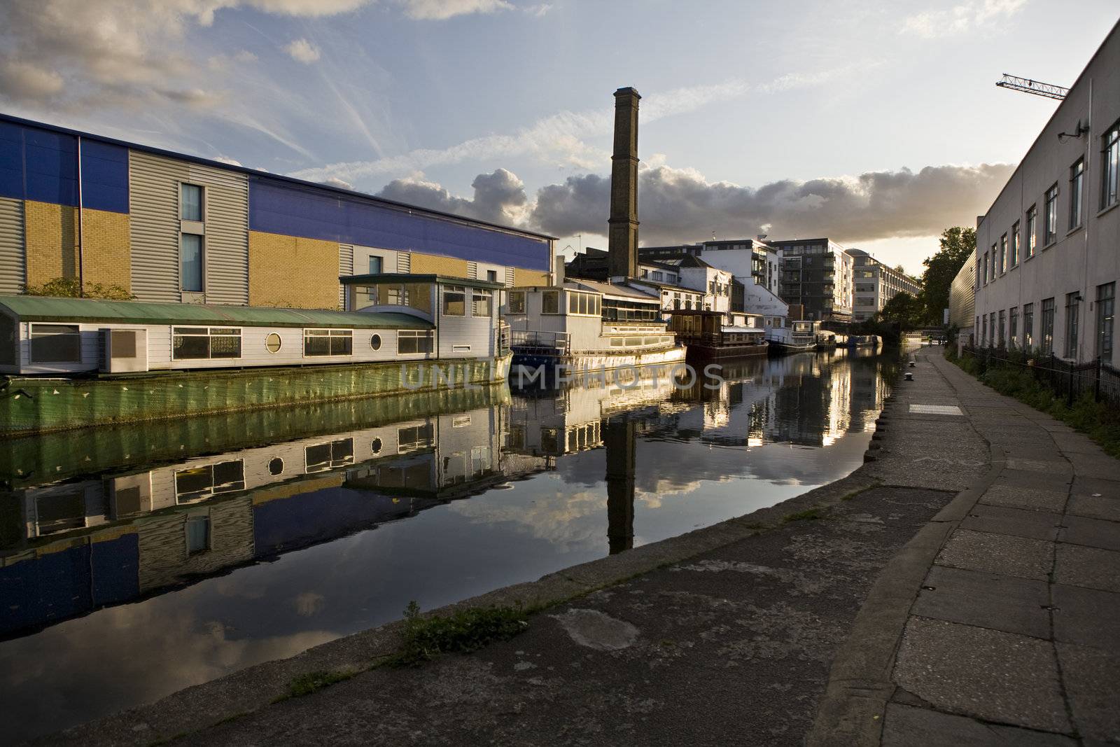  sunset, reflection, factory, shoreditch, London, UK by elenarostunova