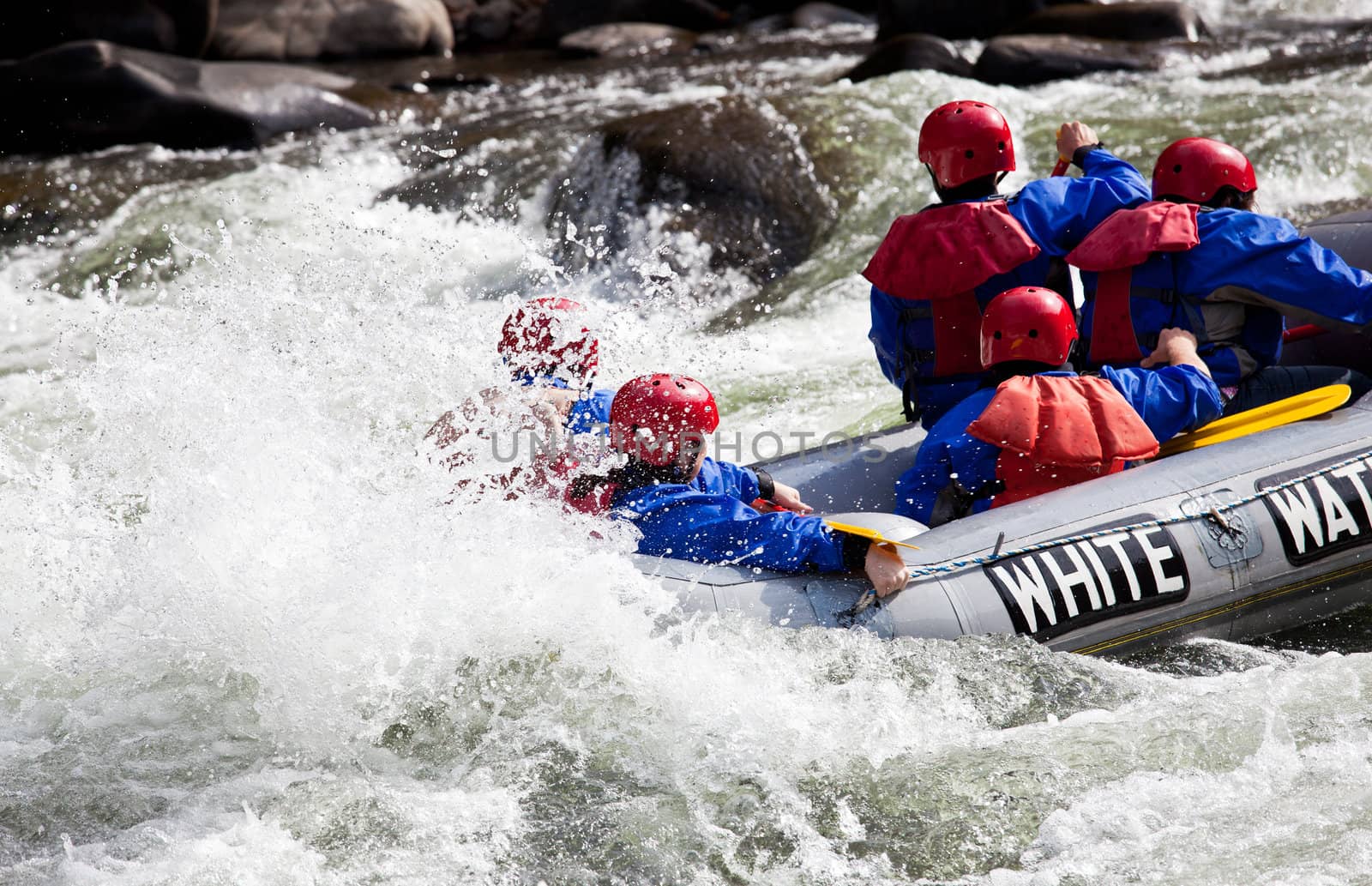 Group in out of control white water raft by steheap