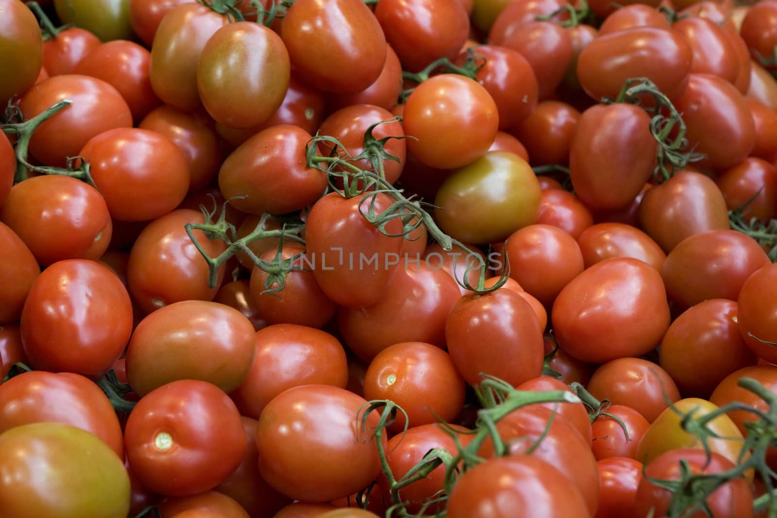 tomatos in grocery store by elenarostunova