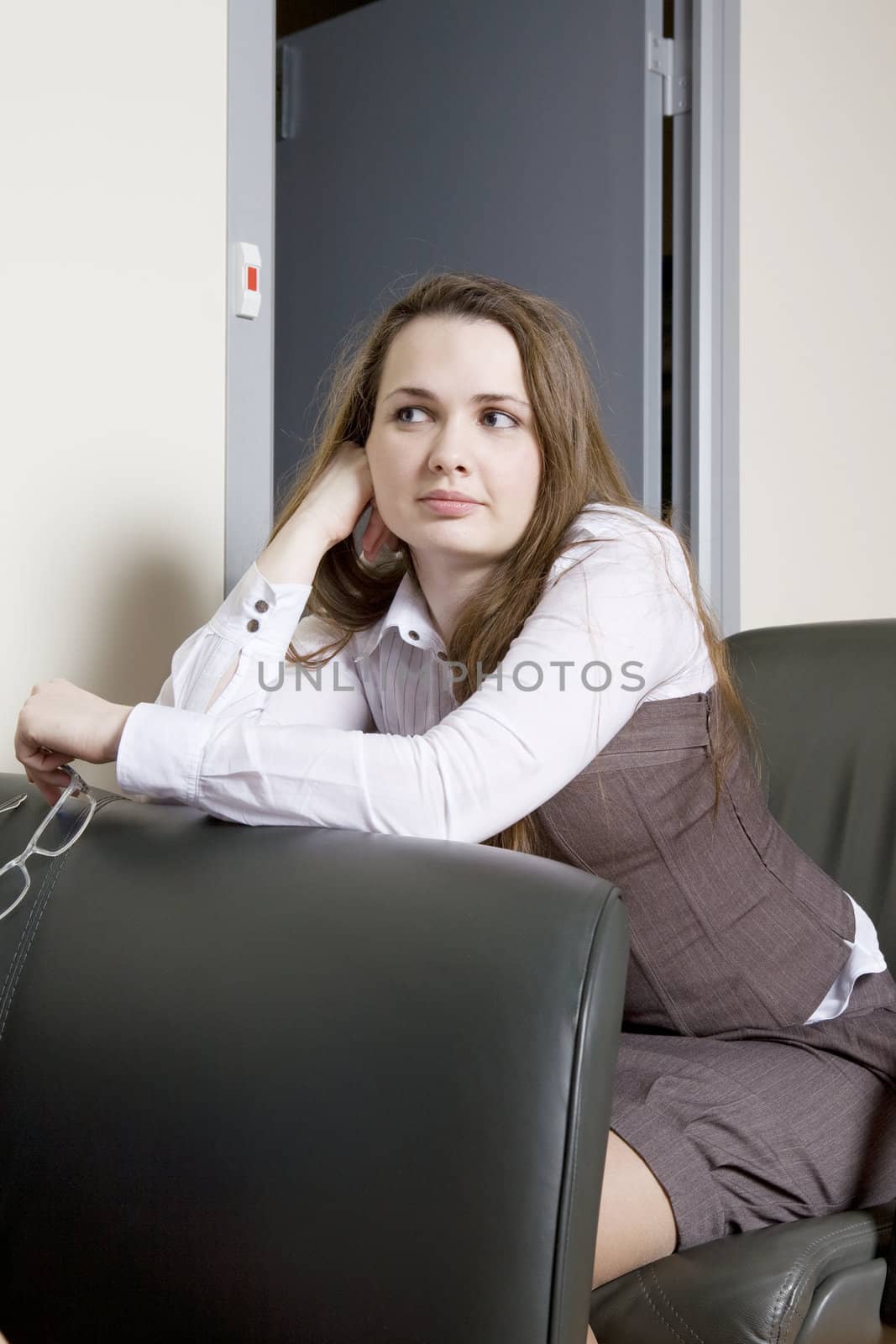Secretary  waiting for boss`s instructions. Office people