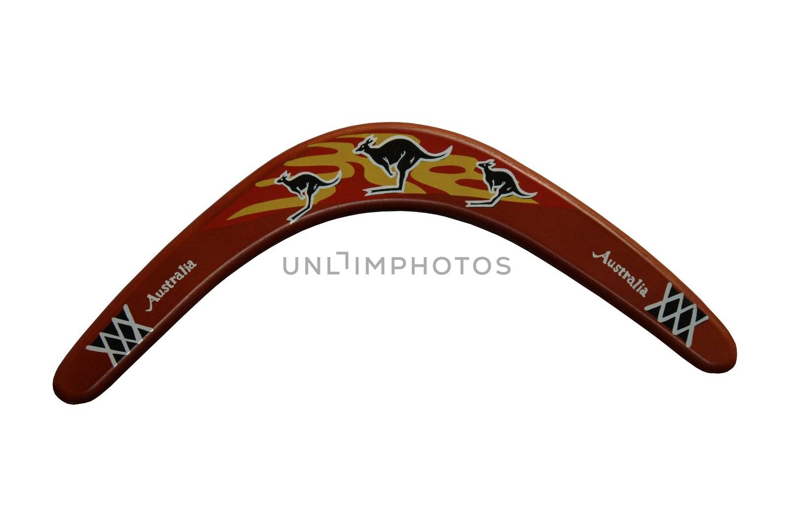 A Traditional Decorated Australian Wooden Boomerang.