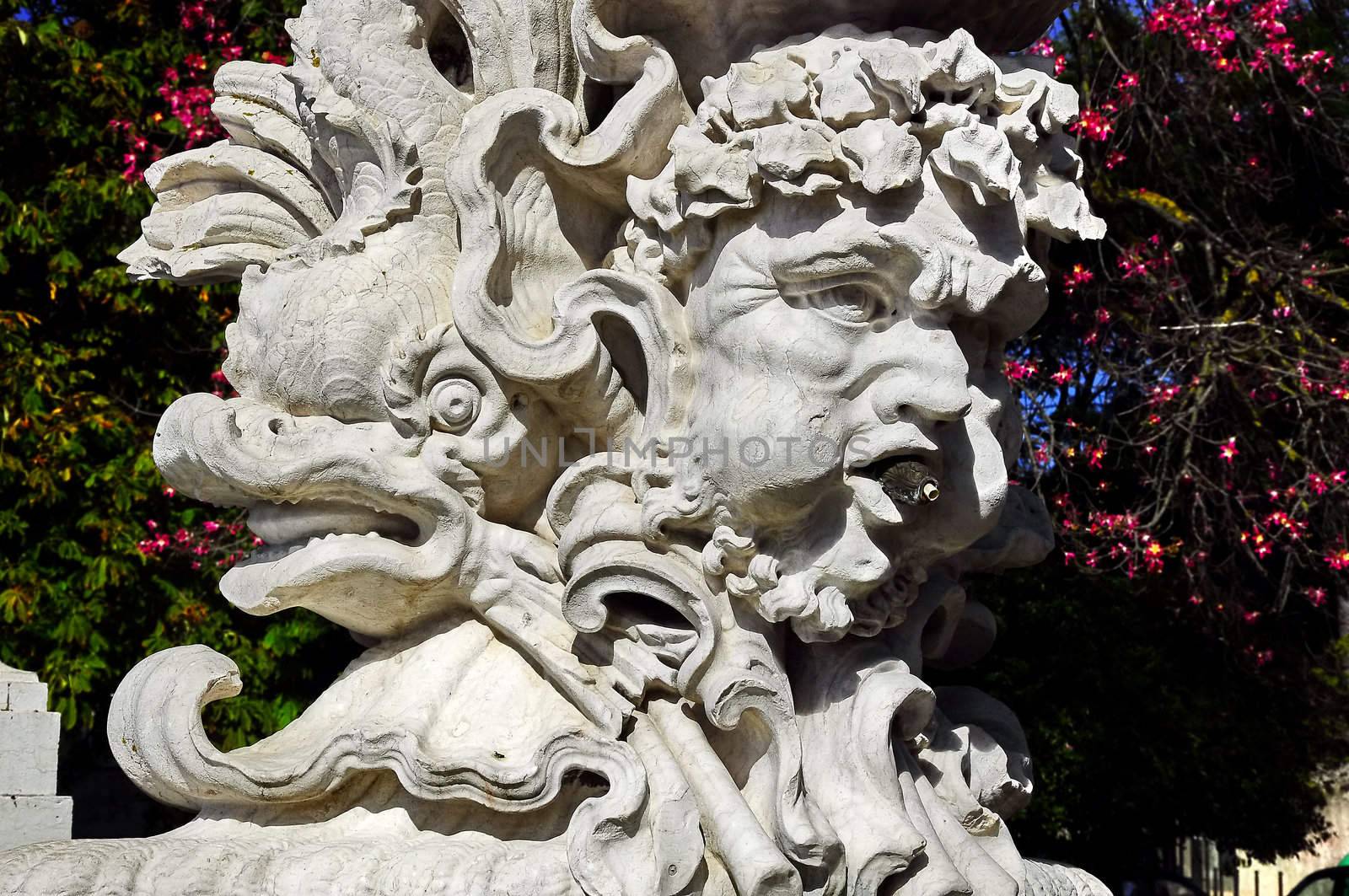 sculpture, flowers, statue, ornamental, garden, formal, stone, portugal