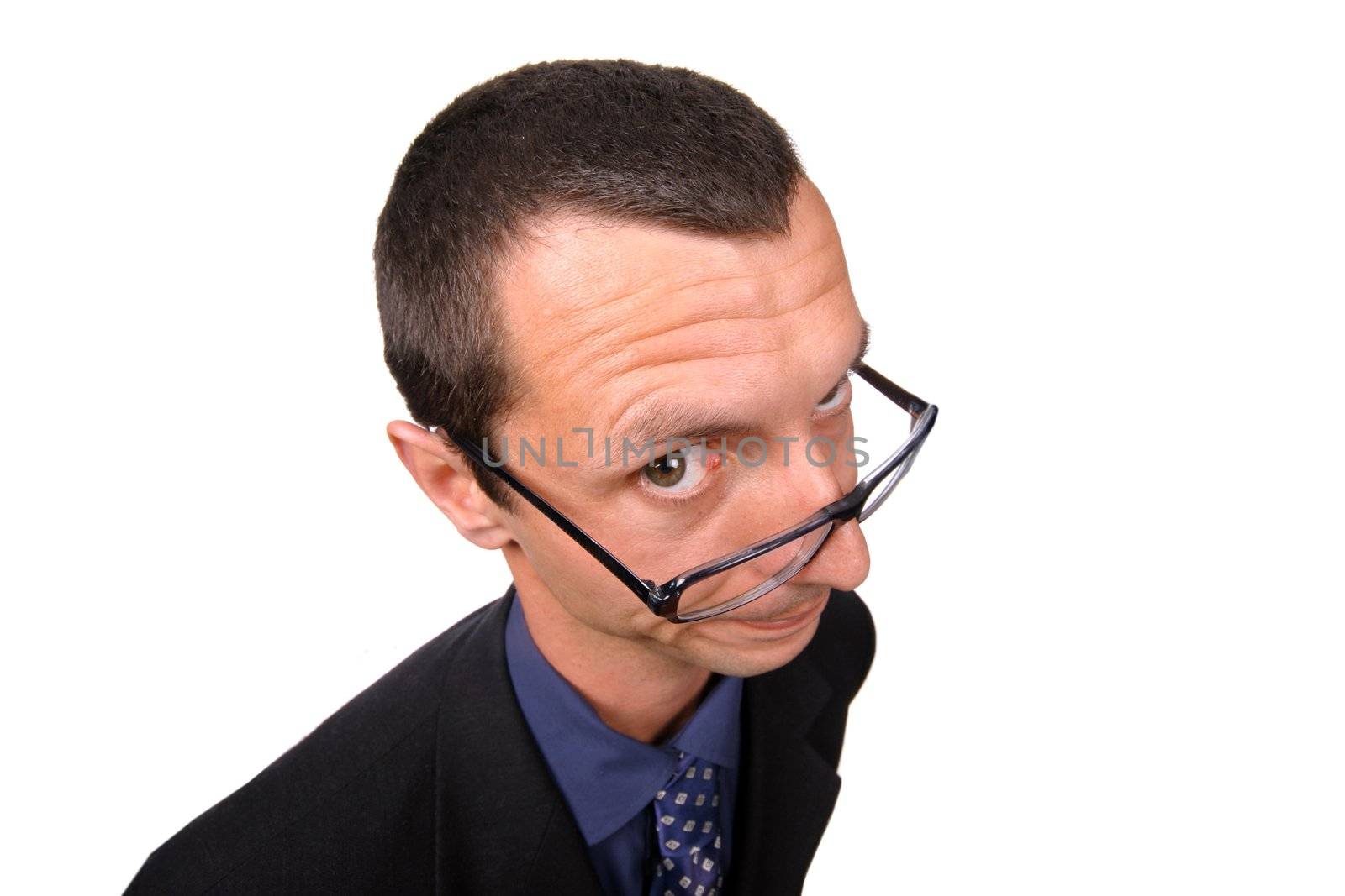 silly businessman over white background