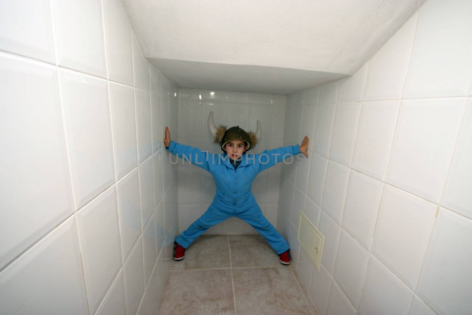 child trapped in a corner