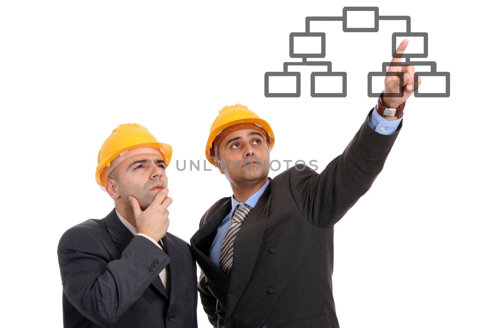 man with construction hat portrait on white background