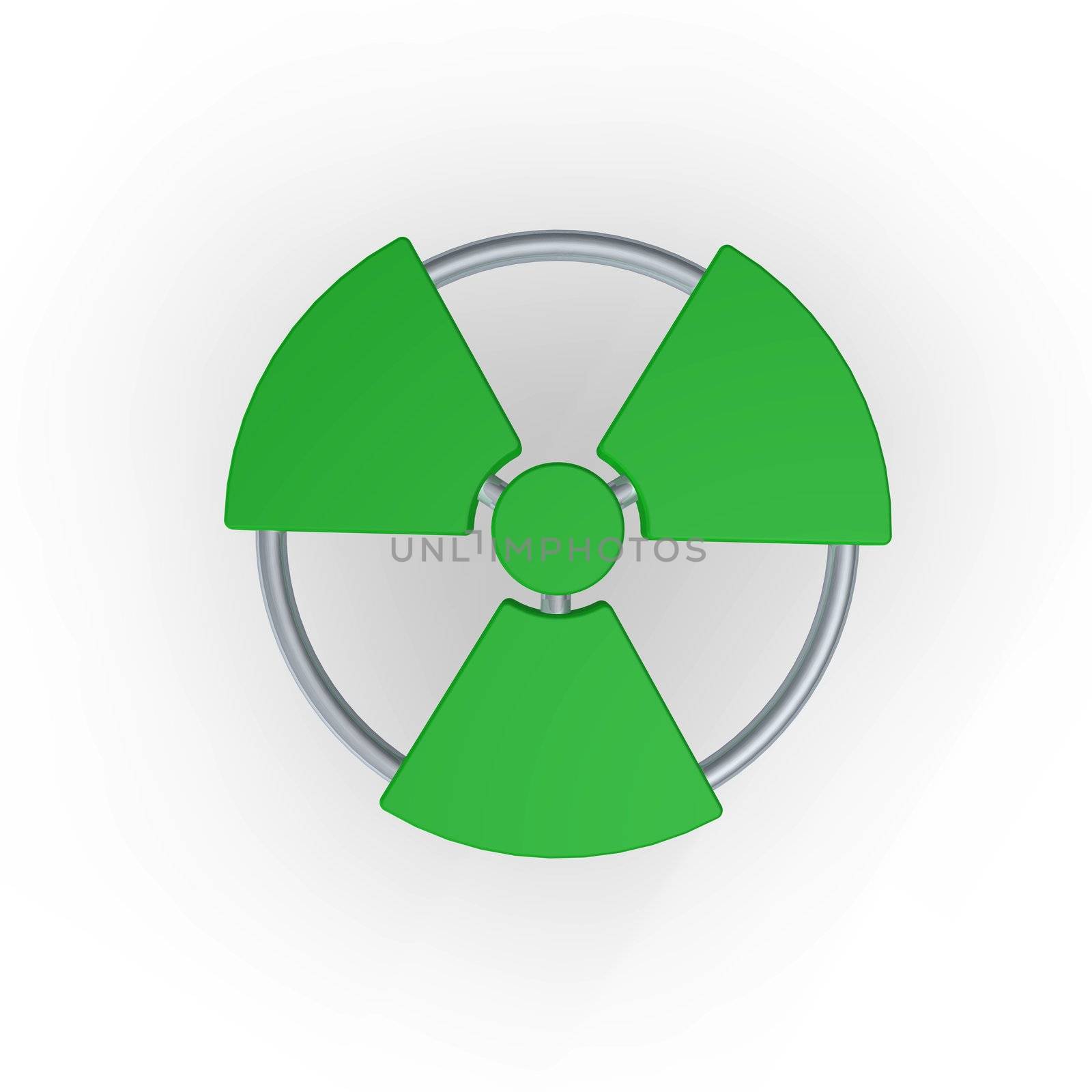 green nuclear symbol - 3d illustration