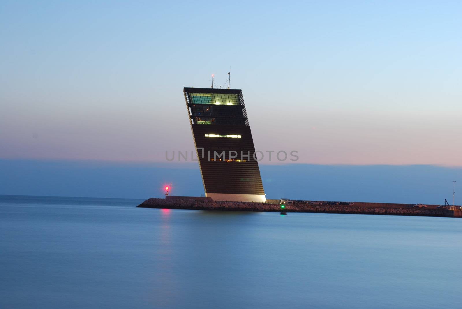 Control tower at river Tagus in Lisbon