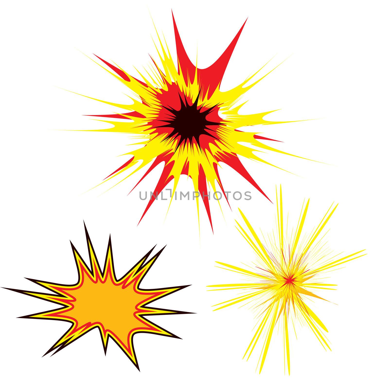 Three colored stars in a cartoon style with copy space