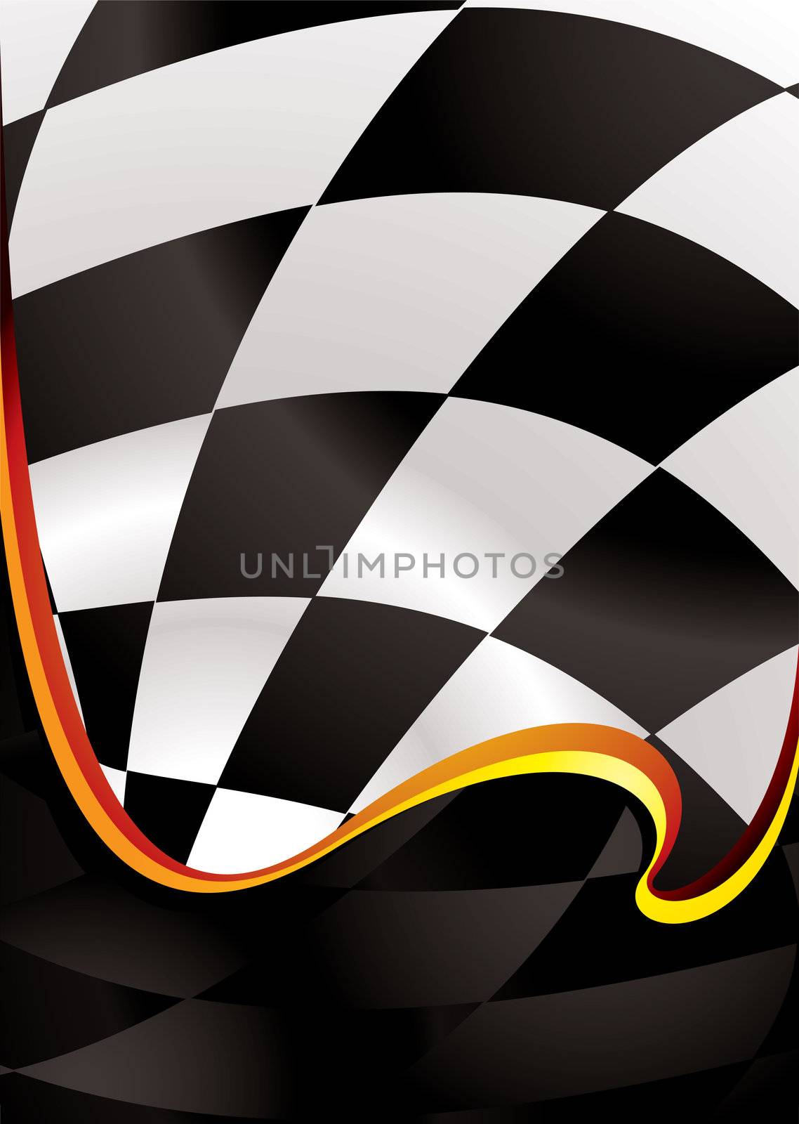 checkered flag background with wave effect and room to add copy