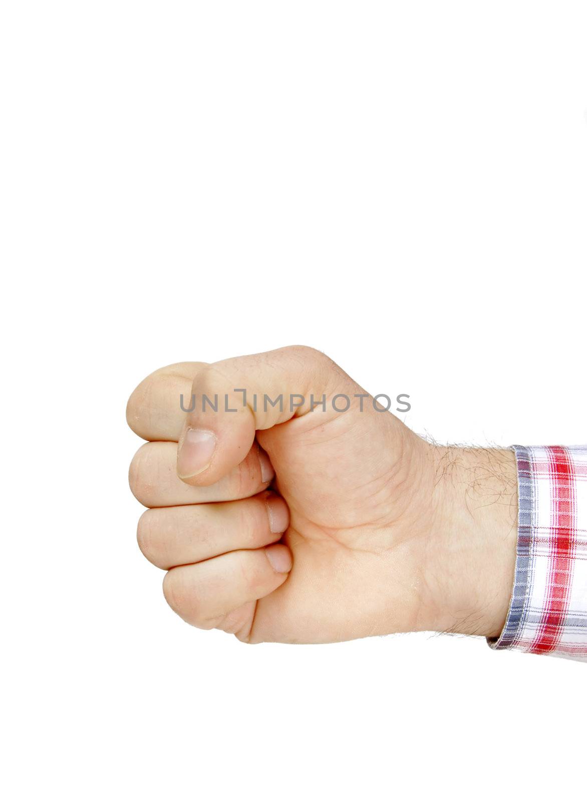 man hand fist isolated on white background