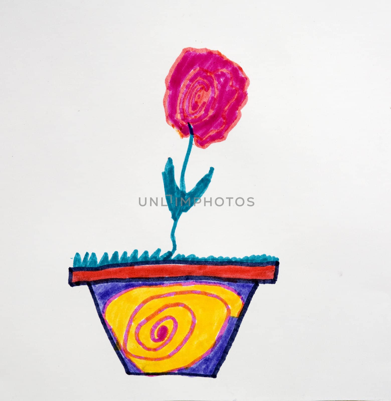 child`s picture. flower. White background by elenarostunova