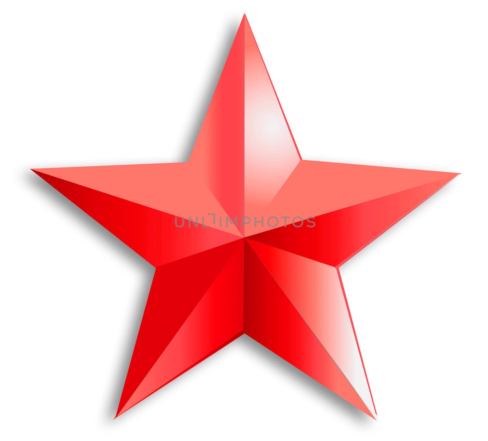 Red three-dimensional star