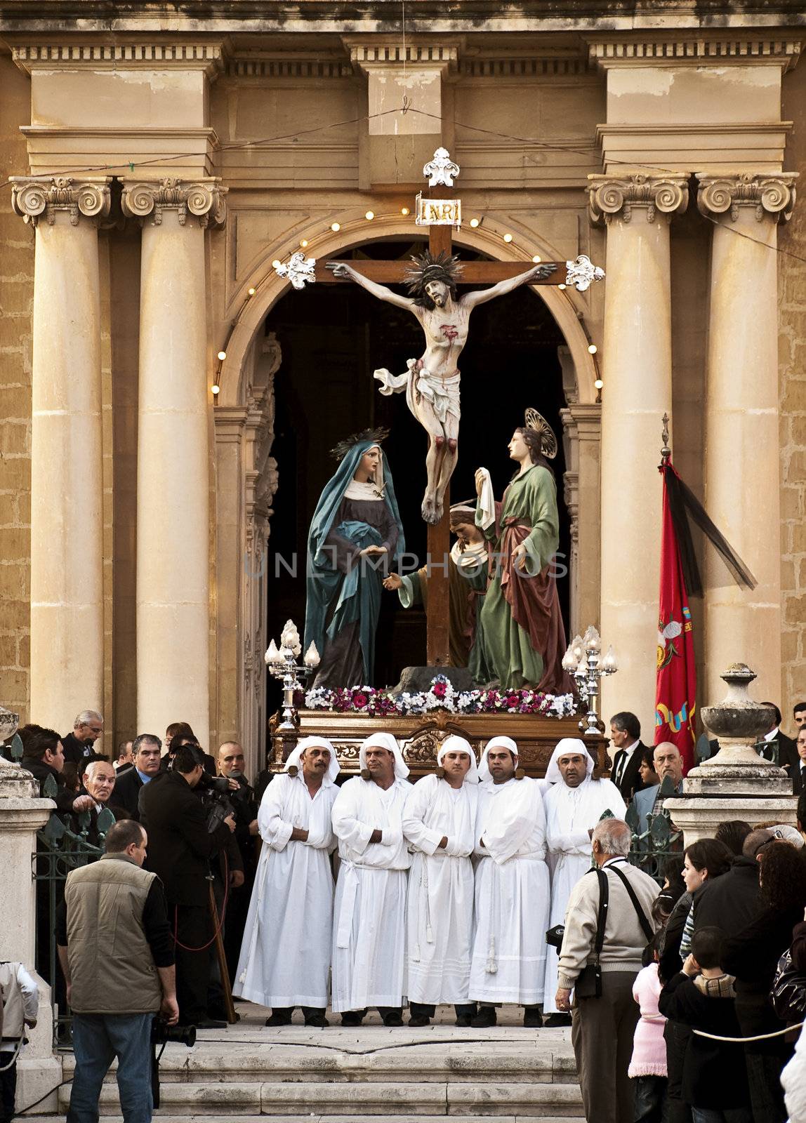 LUQA, MALTA - APR10 - Statue of Jesus Christ during the Good Friday procession in Malta April 10, 2009