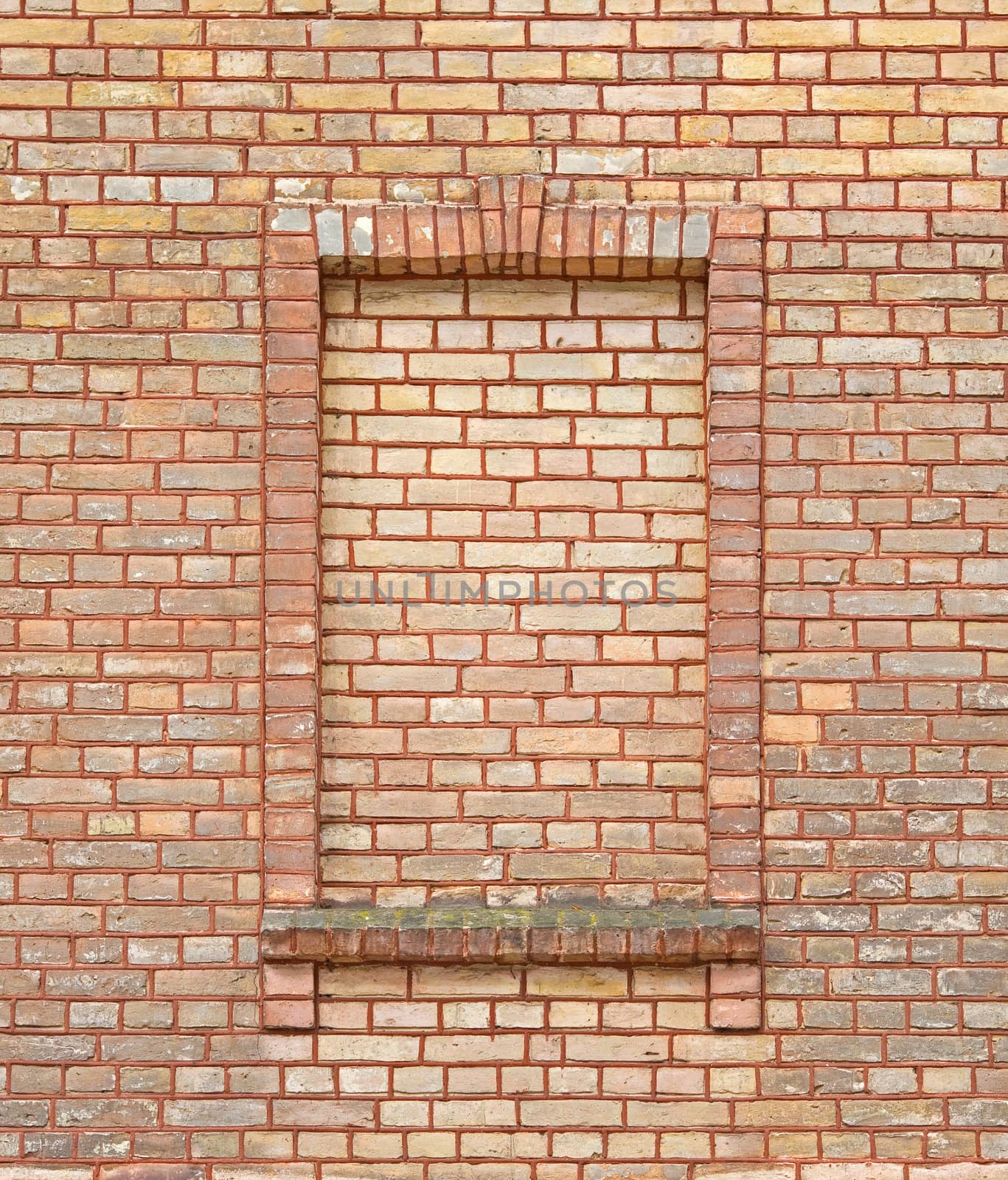 Abstract yellow brick wall with window texture and background