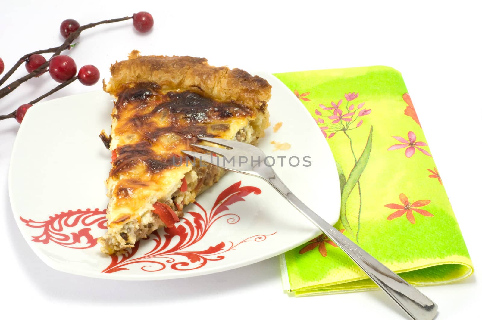 Asparagus quiche with meat baked to perfection
