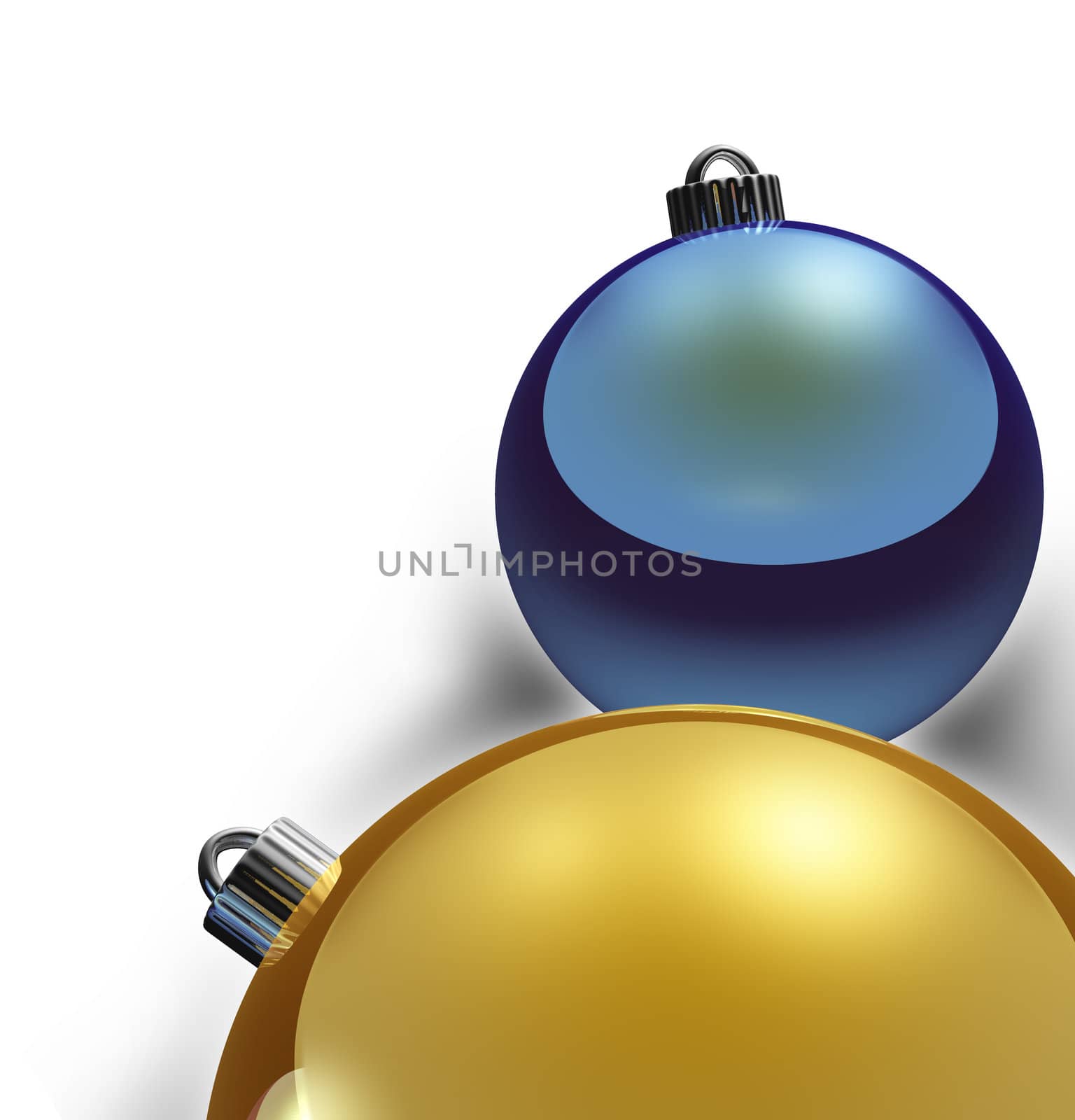 Christmas Border, metallic gold and blue xmas balls