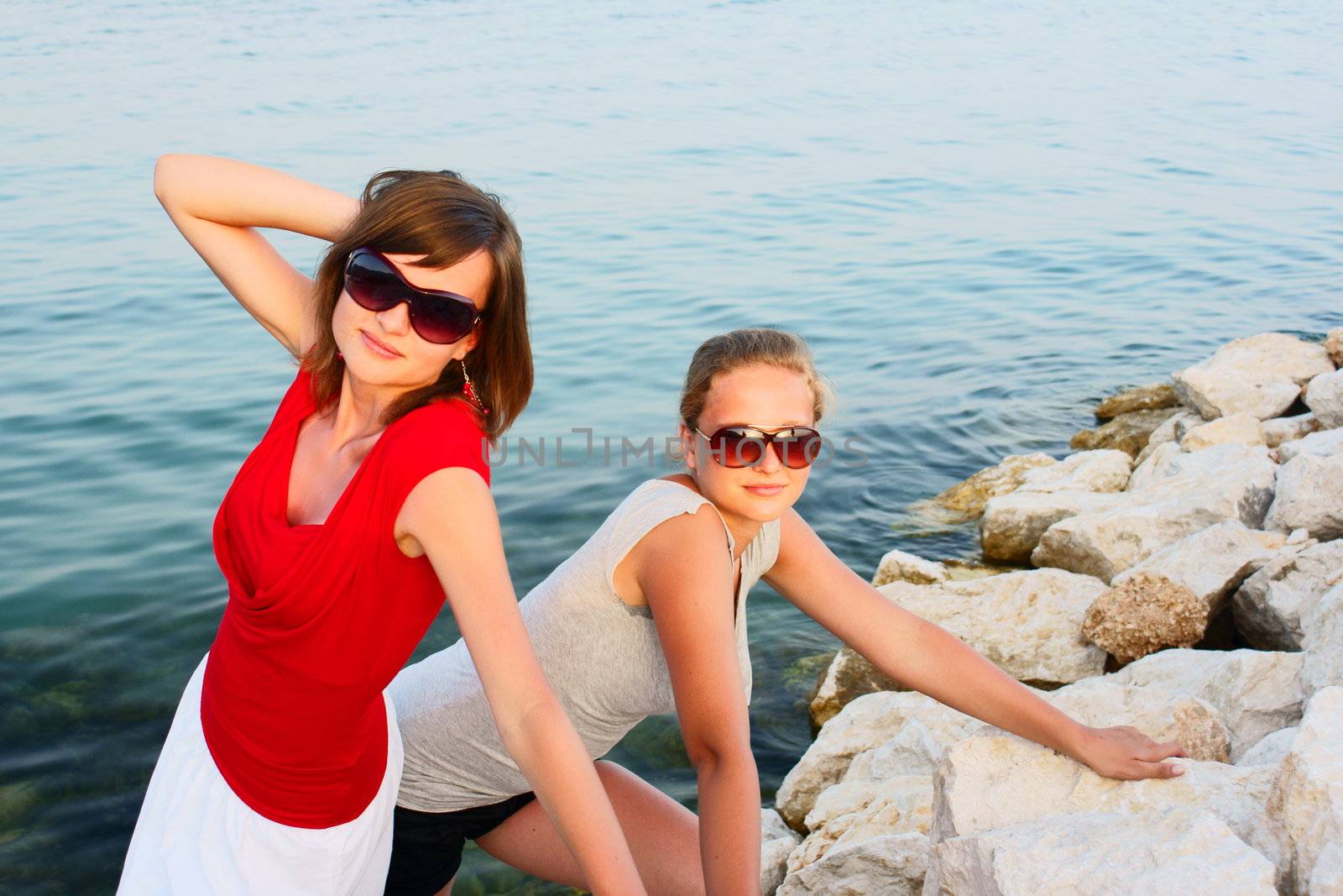 young girls in Croatia beach