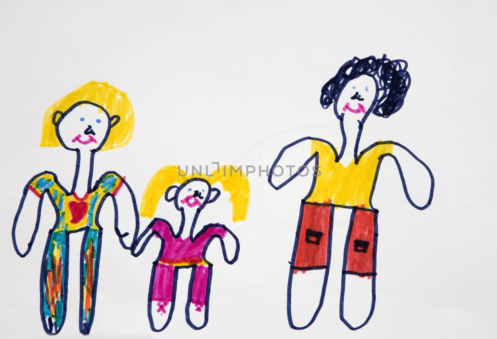 child`s picture. Family. White background