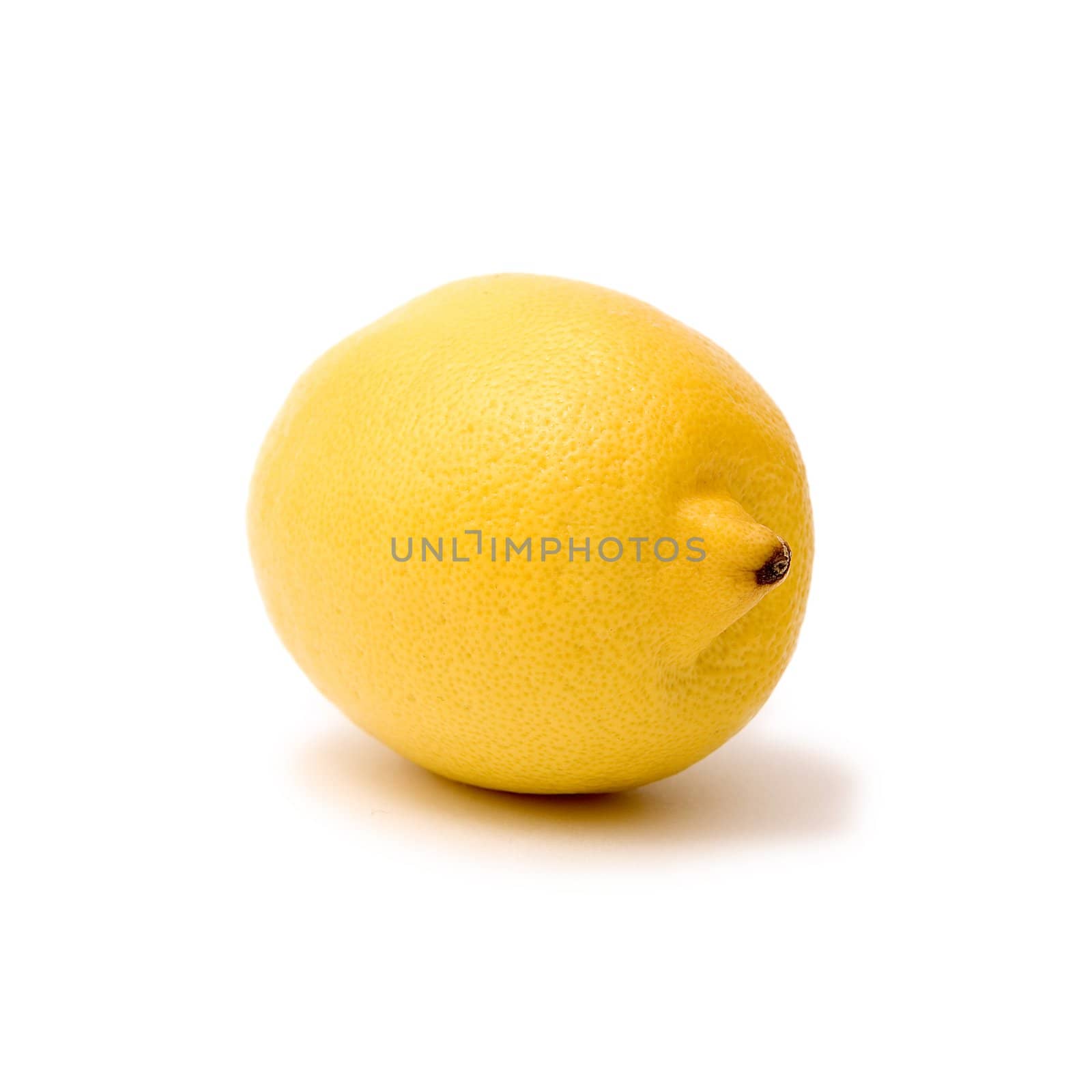Yellow lemon with a shade on a white background