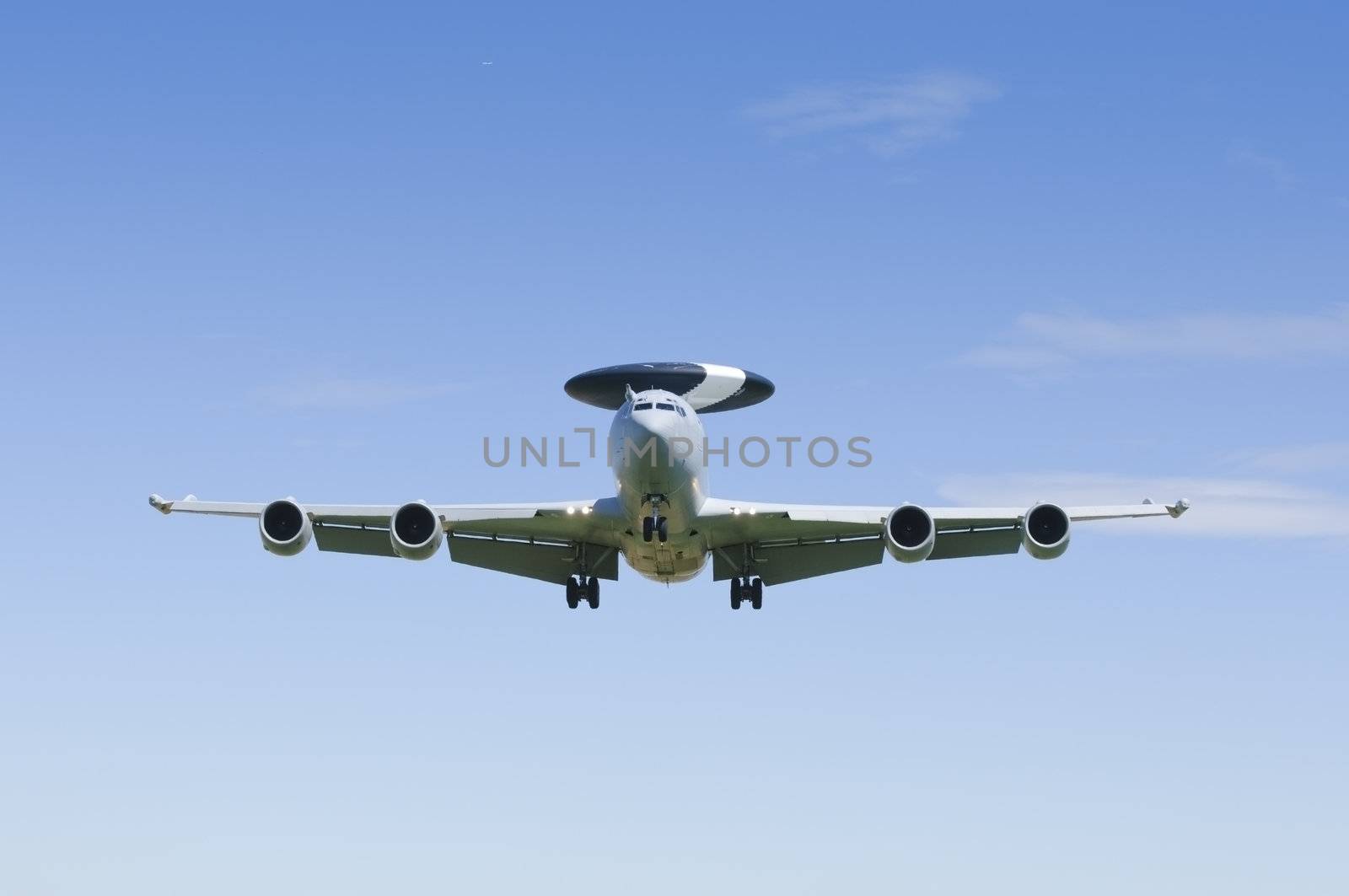 RAF WADDINGTON 19 JULY UK: Royal Air Force Boeing E3-D Sentry AEW.1 AWACS landing at RAF Waddington UK 19 JULY 2010