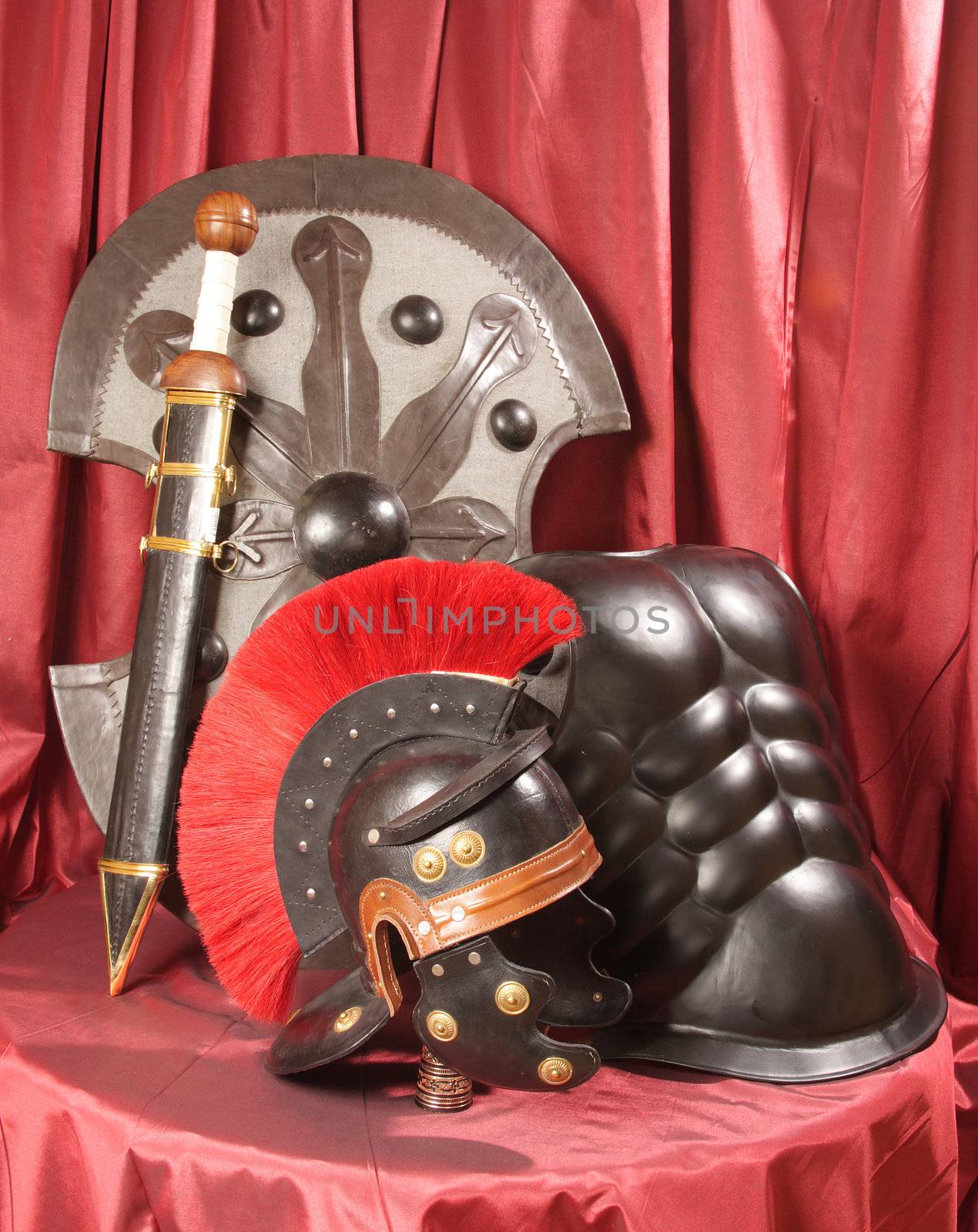 Armour and the weapon of the gladiator