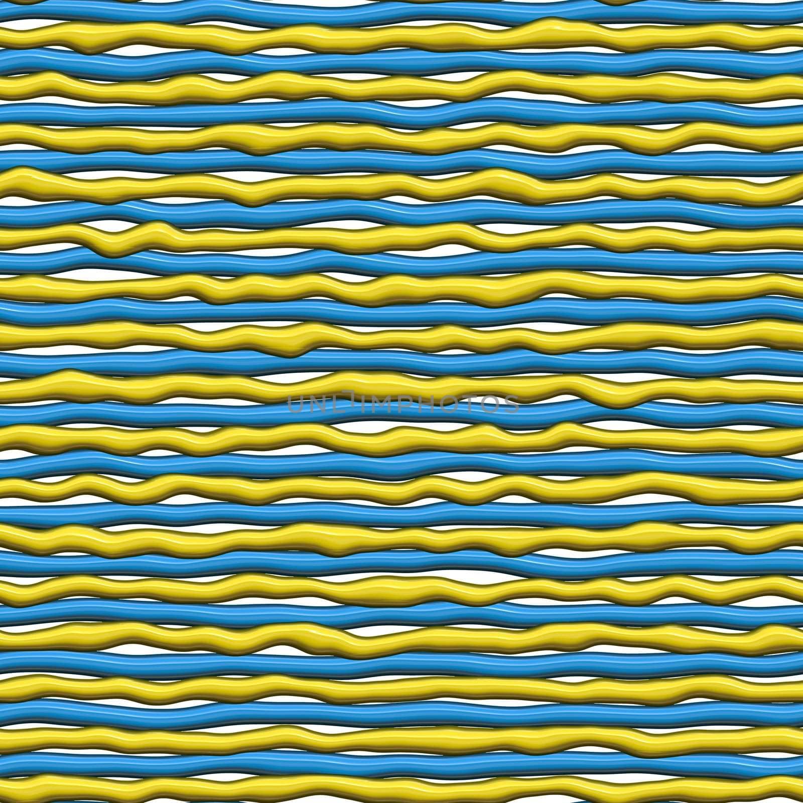 seamless texture of creamy wet yellow and blue lines on white