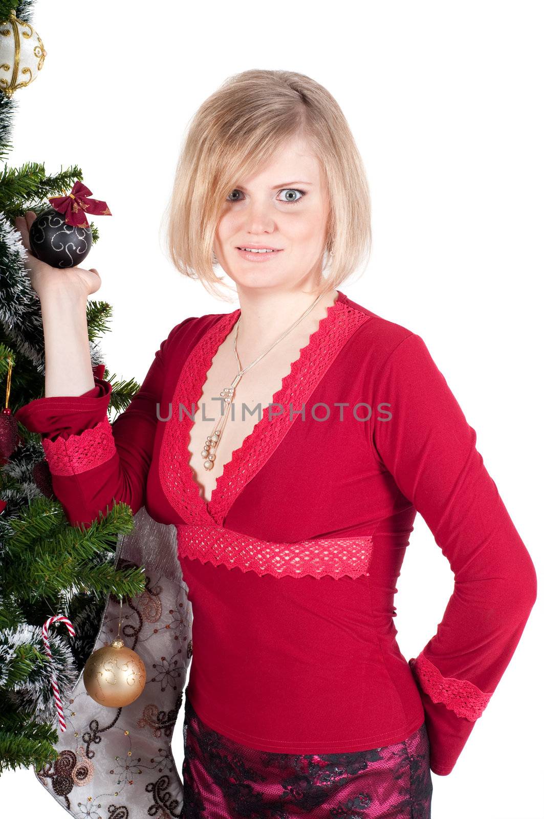 Happy woman with Christmas presents by anytka